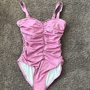 Pink Desert Shimmer Pink Ruched Swimsuit XL NWT